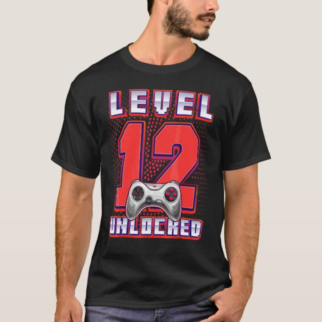 Level 12 Unlocked Video Game 12th Birthday Gamer B T-Shirt (Vorderseite)