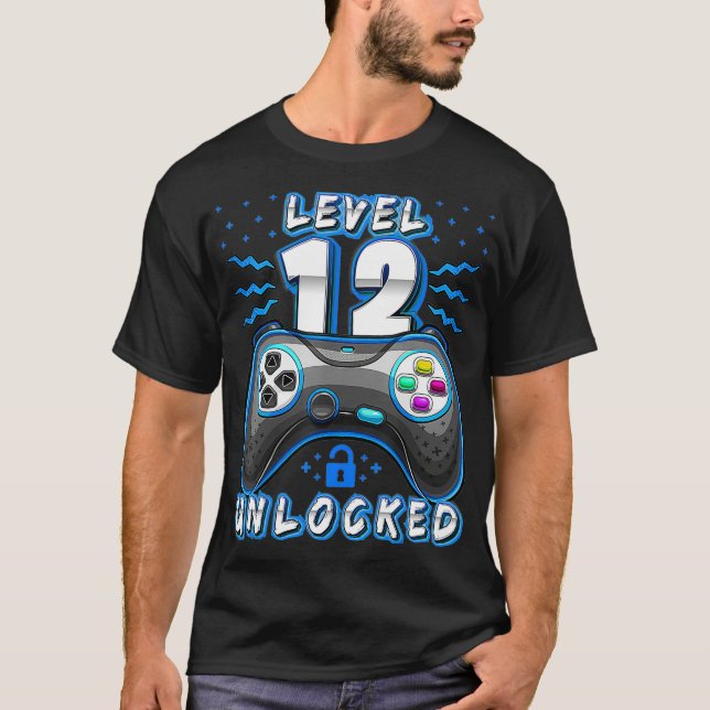 Level 12 Unlocked Video Game 12th Birthday Gamer B T-Shirt (Vorderseite)
