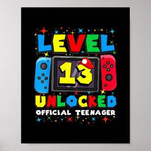 Level 13 freigeschaltet Gamer 13. Geburtstagsgesch Poster