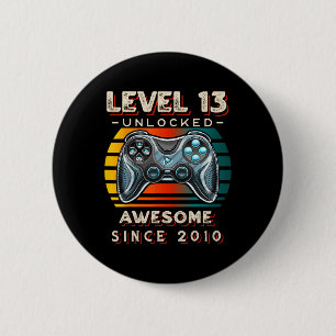 Level 13 Unlock Video Game 13. Geburtstag 13 Jahre Button