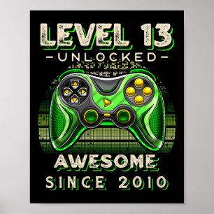Level 13 Unlock Video Game 13. Geburtstag 13 Jahre Poster