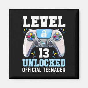 Level 13 Unlock Video Game 13. Geburtstag Gamer B Magnet