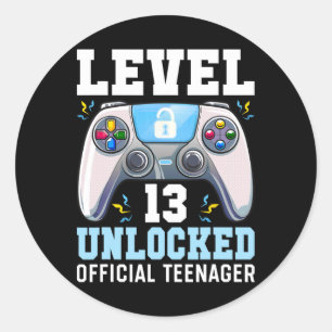 Level 13 Unlock Video Game 13. Geburtstag Gamer B Runder Aufkleber