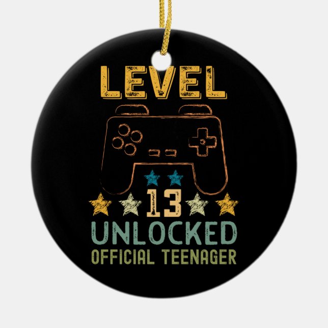 Level 13 unlocked 13th birthday gamers video game keramik ornament (Vorne)