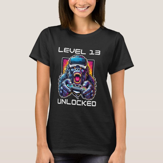 Level 13 Unlocked Funny Video Gamer 13th Birthday T-Shirt (Vorderseite)