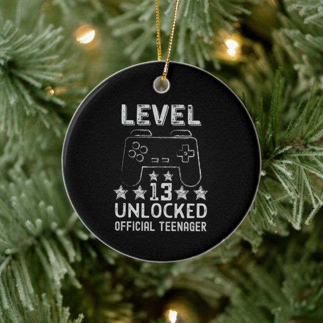Level 13 unlocked official teenager 13th birthday keramik ornament (Baum)