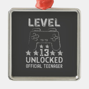 Level 13 unlocked official teenager 13th birthday ornament aus metall