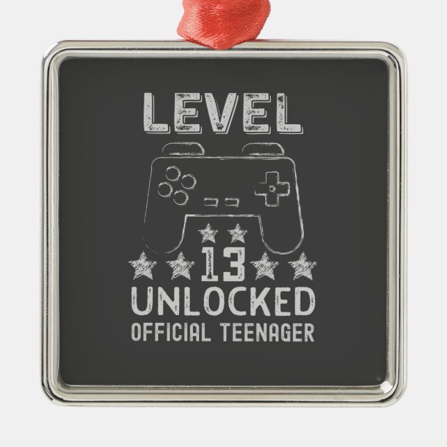 Level 13 unlocked official teenager 13th birthday ornament aus metall (Vorne)