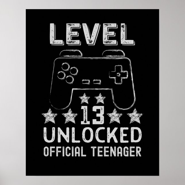 Level 13 unlocked official teenager 13th birthday poster (Vorne)