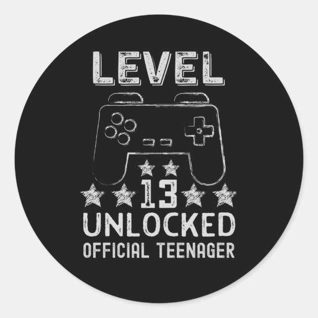 Level 13 unlocked official teenager 13th birthday runder aufkleber (Vorderseite)