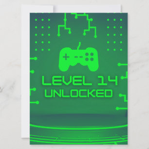Level 14 freigeschaltet Gaming 14. Geburtstagseinl Einladung