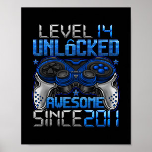 Level 14 freigeschaltet Geschenke für 14-jährige J Poster
