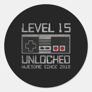 Level 15 freigeschaltet 15. Geburtstag 15-jähriges Runder Aufkleber