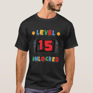 Level 15 freigeschaltet Gamer 15. Geburtstag Video T-Shirt