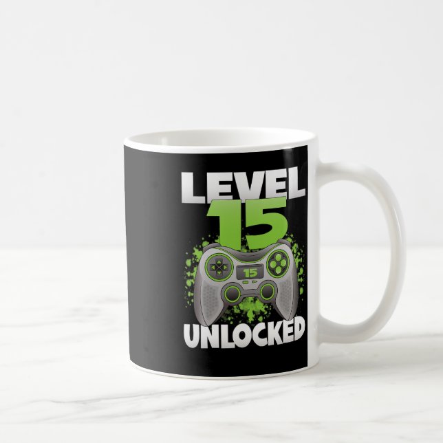 Level 15 freigeschaltet Videospiel 15. Geburtstag  Kaffeetasse (Rechts)