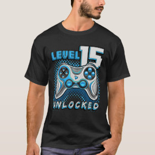Level 15 Unlock Video Game 15. Geburtstag Gamer T-Shirt