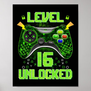 Level 16 freigeschaltet 16. Geburtstagsgeschenke 1 Poster