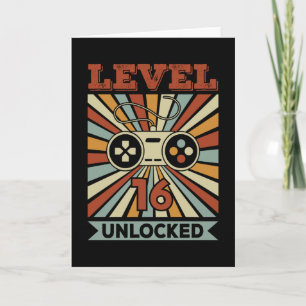 Level 16 freigeschaltet Videospieler Geburtstag Karte