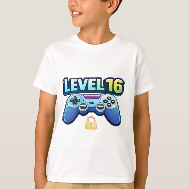 Level 16 Gamer Birthday T-Shirt for Teen Boys (Vorderseite)