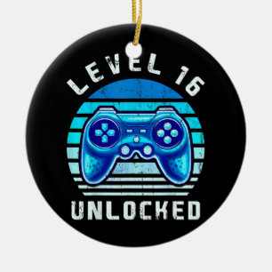 Level 16 Unlock Video Game 16. Geburtstag Gamer Keramik Ornament