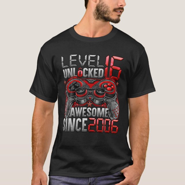 Level 16 Unlocked Awesome Since 2006 16Th Birthday T-Shirt (Vorderseite)