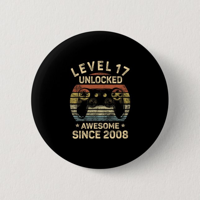 Level 17 freigeschaltet 17. Geburtstag Geschenke f Button (Vorderseite)