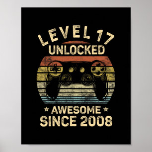 Level 17 freigeschaltet 17. Geburtstag Geschenke f Poster