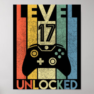 Level 17 freigeschaltetes Shirt Lustiger Videospie Poster