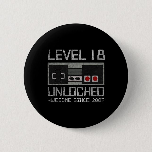Level 18 freigeschaltet 18. Geburtstag 18-jähriges Button (Vorderseite)