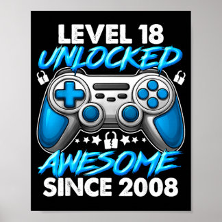 Level 18 freigeschaltet 18-jährige Jungen 18. Gebu Poster