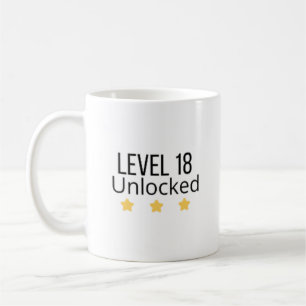 Level 18 freigeschaltet Gelber Geburtstags-Mug Kaffeetasse