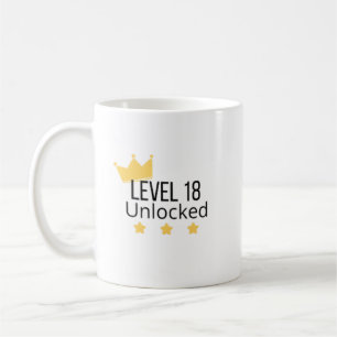 Level 18 freigeschaltet Gelber Geburtstags-Mug Kaffeetasse