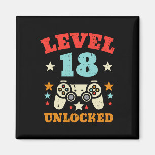 Level 18 freigeschaltet Video Gamer Jungen Männer Magnet