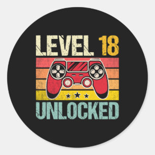 Level 18 freigeschaltet Vintage-Videospieler 18. G Runder Aufkleber