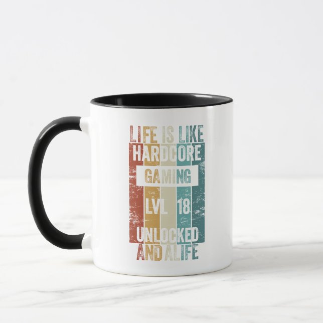 Level 18 Life is like Hardcore Gaming Tasse (Links)