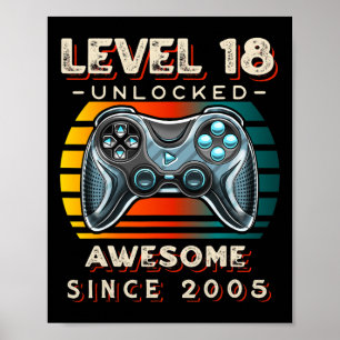 Level 18 Unlock Video Game 18. Geburtstag 18 Jr. O Poster