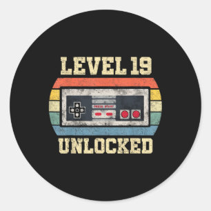 Level 19 freigeschaltet Geschenk für 19-Jährige Lu Runder Aufkleber