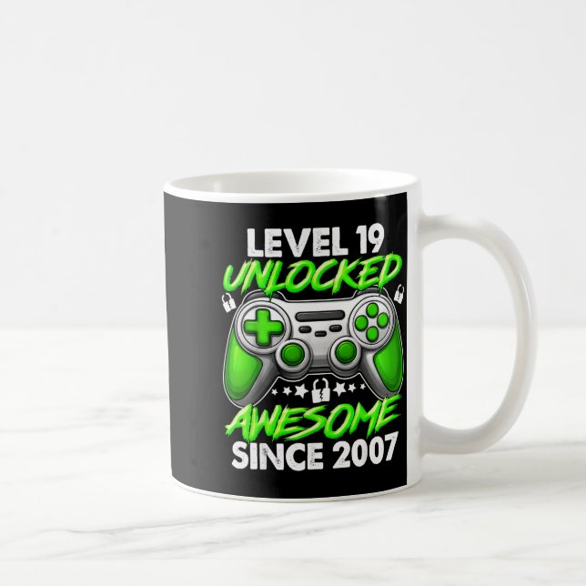 Level 19 Unlocked 19 Year Old Boys 19th Birthday B Kaffeetasse (Rechts)