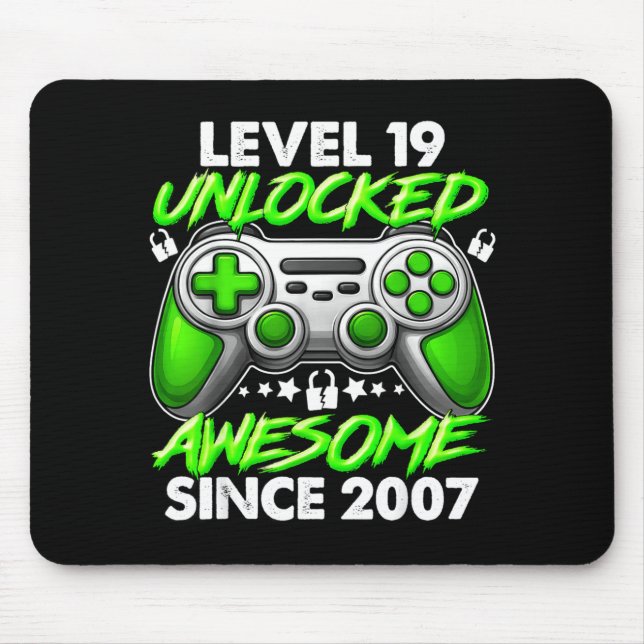 Level 19 Unlocked 19 Year Old Boys 19th Birthday B Mousepad (Vorne)