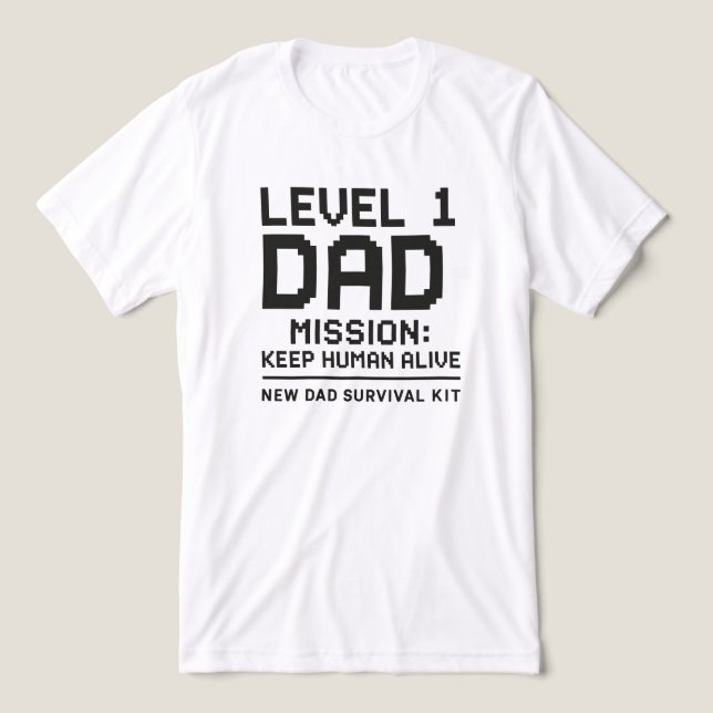 Level 1 Dad Mission Keep Human Alive Lustiger Game Tri-Blend Shirt (Design Vorderseite)