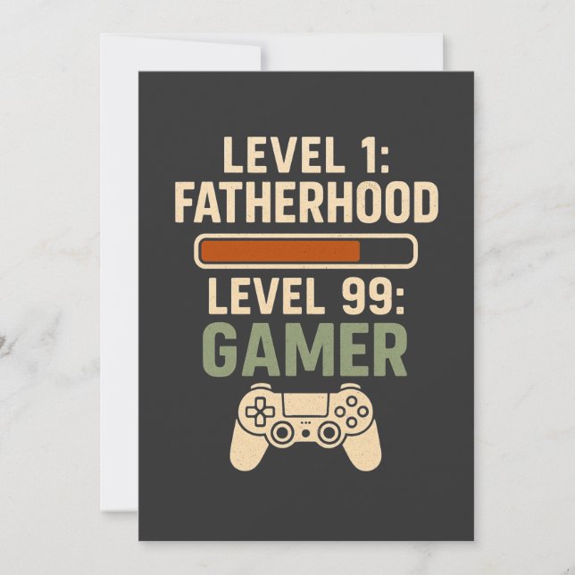 Level 1 Vaterschaft, Level 99 Gamer Design Einladung (Vorderseite)