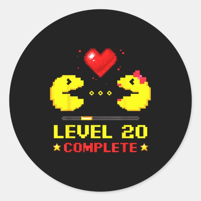 Level 20 Complete Gamers 20th Wedding Anniversary  Runder Aufkleber (Vorderseite)