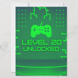 Level 20 Unlock Gaming 20. Geburtstag Einladung