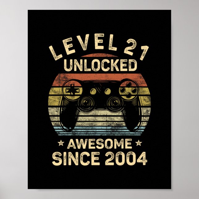 Level 21 freigeschaltet 21. Geburtstag Geschenke f Poster (Vorne)