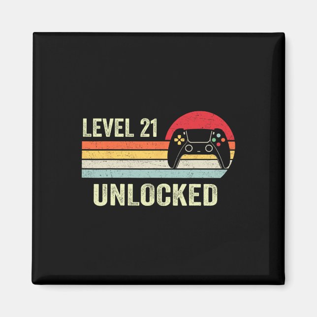 Level 21 freigeschaltet 21. Videospieler-Geburtsta Magnet (Vorne)