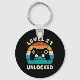 Level 21 freigeschaltet - Retro Vintage lustiger 2 Schlüsselanhänger