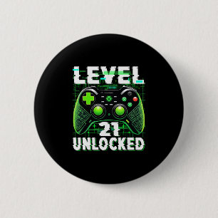 Level 21 freigeschaltetes Shirt lustiger Videospie Button