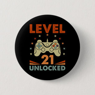 Level 21 Unlock Video Gamer 21. Geburtstag 21 Jahr Button