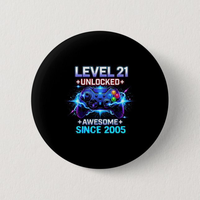 Level 21 Unlocked Awesome Since 2005 21st Birthday Button (Vorderseite)