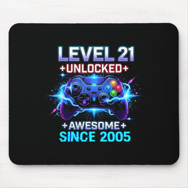Level 21 Unlocked Awesome Since 2005 21st Birthday Mousepad (Vorne)